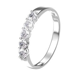 AEAW 14k White Gold 0 1ct m Total 0 5ctw DF Round Cut Engagement&Wedding Lab Grown Diamond Band Ring for Women 220228232f