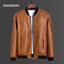 Men's Leather Faux Leather 2023 spring and autumn new arrival coat Men Fashion Leather Jacket Mens Long sleeve High-Quality waterproof Jacket Size M-4XL 240330