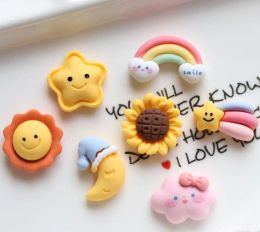 Miniatures 100/200pcs Cartoon Flatback Resin Stars Clouds Rainbows Cabochon Kawaii Craft DIY Hair Bows Decoration Scrapbook