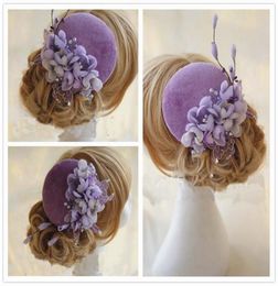 Purple Bridal Hats 100 Handmade Bridal Accessories Vintage Wedding Flower Hair Accessories5795514