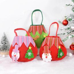 Gift Wrap 1pcs Christmas Fabric Bags Tote Bag Santa Claus Snowman Elk Bear Decor For Home Hanging Pendants Xmas Ornaments