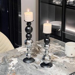 Candle Holders Luxury Arom Ball Holder Ins Retro Romantic Table Electroplated Silver Black Home Simple Decoration Wedding Decorations