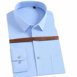 spring and autumn lg-sleeved men's slim-fit work clothes busin shirt solid Colour free iring young and middle-aged Q3Rf#