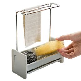 Racks Kitchen Towel Sponge Storage Rack Kitchen Sink Cleaning Brush Soap Rag Drain Holder with Drain MultiFunction Dish Cloth Hanging