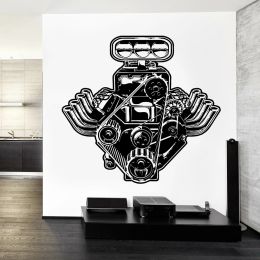 Stickers Car Motor Engine Wall Sticker Mechanic Auto Speed Cool Vinyl Selfadhesive Wall Decal Home Decoration Garage Man Cave Z072