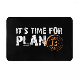 Carpets It's Time For Plan B Btc Cryptocurrency Doormat Flannel Bath Mat Non-Slip Absorbent Home Printed Shower Mats