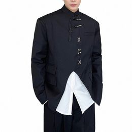 chinese Style Stand Collar Blazers Men Japan Korean Streetwear Campus Vintge Fi Casual Loose Suit Jacket Blazer Man Coat J2mi#