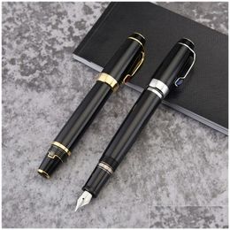 Fountain Pens Wholesale Luxurs Black / Blue Extend-Retract Pen School Office Stationery Promotion Calligraphy Ink No Box Drop Delivery Dhgjr