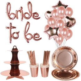 Accessories Rose Gold Team Bride to Be Balloons Bridal Crown Sash Badge Bachelorette Party Wedding Decoration Hen Party Accessories Supplies