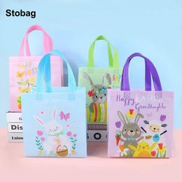 Storage Bags StoBag 12pcs Non-woven Tote Easter Egg Gift Fabric Candy Snack Package Waterproof Reusable Pouch Party Favour