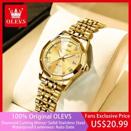 OLEVS Womens Watches Elegant Rhombus Original Quartz Ladies Wristwatch Stainless Steel Waterproof Luminous Top Brand Watch 240328