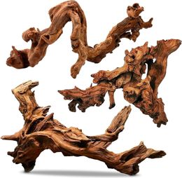 Zoupgmrhs natürliches Driftwood für Aquarium Dekor Fischtank Dekorationen Reptiliendekor Driftwood Dekor, 3 Stücke 7 