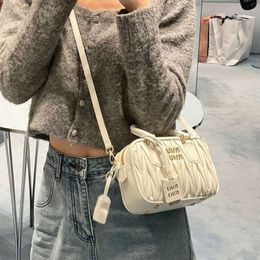 Stores Export Designer Shoulder Bags Small Design 2024 New Versatile Square Bag with Advanced Pleated One Shoulder Crossbody From Boston Womens Factory