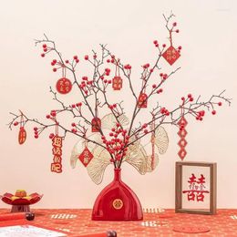 Vases Simulation Red Fruit Ceramic Vase Decoration Wedding Opening Year Furnishing Crafts Home Coffee Table Ornaments Accessories