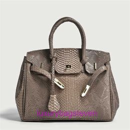 Designer Hremms Birkks Tote Bags for Women Online Store Snakeskin Womens Handbag Fashion Versatile One Shoulder Crossbody Bag Large Capacit with Real Logo