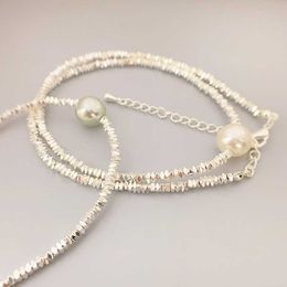 Qingdao Jewelry Japanese and Korean Summer New Fashion Silver Bean Pearl Necklace Bracelet Cool Elegant Clawbone Chain