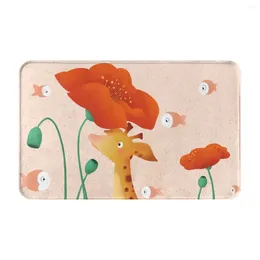 Carpets Animal Giraffe Cute Cartoon Doormat Rug Carpet Mat Footpad Bath Polyester Non-slip Balcony Toilet Washable Durable