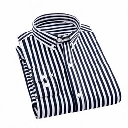 men Shirt Striped Single-breasted Men Top Autumn Winter Slim Lapel Shirt For Daily Wear F2Ja#