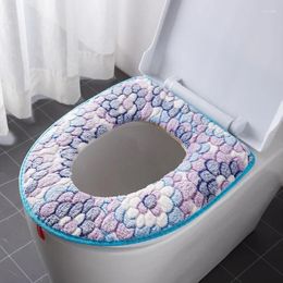 Toilet Seat Covers Flower Warm Cover Lid Top Pad Bathroom Warmer Bowl Soft Zipper Washable WC