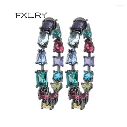 Hoop Earrings FXLRY High Quality Pave Multi Colourful Cubic Zirconia For Women Round Shape Circle Earring Fashion Jewellery