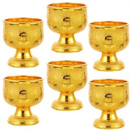 Disposable Cups Straws 6 Pcs The Holy For Buddha In Ancestral Hall Delicate Offering Cup Water Vintage Decor Decorate Pp Plastic Temple
