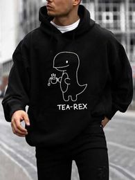 Men's Hoodies Sweatshirts Cute Funny T Rex Drink Tea Print Hoodie Cool Hoodies For Men Mens Casual Graphic Design Pullover Hooded Sweatshirt With 24328