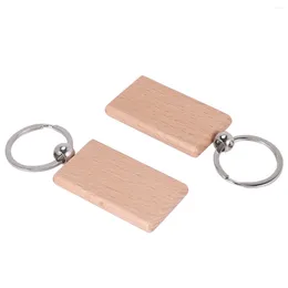 Keychains 40 Pcs Blank Wooden Keychain Rectangular Key Diy Wood Tags Can Engrave Gifts