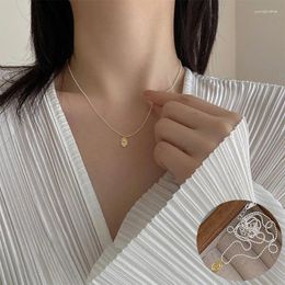 Chains 925 Sterling Silver Geometric Necklace For Women Girl Fashion Simple Portrai Beads Design Jewellery Party Gift Drop