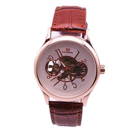 Fashionable and Best-selling FORSING Leather Strap, Unisex Manual Mechanical Watch