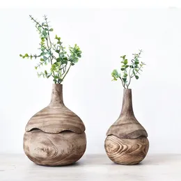 Vases Wooden Vase Flower Arrangement Handmade Desktop Storage Modern Home Crafts Furnishings
