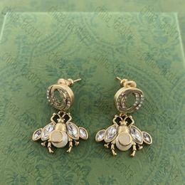 Fashion Women Designer Earrings Ear Stud Vintage Letter Set Horse Eye Diamond Bee Pearl Earrings Flavonoid Double G Earings293g