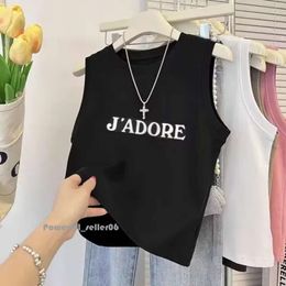 Summer European American Women's Sleeveless T-shirt Vest TANK TOP Pure Cotton Round Neck Top, Slim Fit, Fashionable and Fashionable, High-end Knitted Sweater 5554