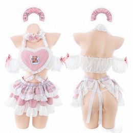 anilv Women Cake Maid Uniform Lolita Girl Anime Love Aporn Outfit Costumes Cosplay X1vd#