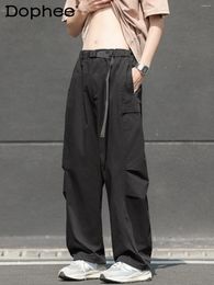 Men's Pants Fashion 2024 Spring Autumn Straight Casual Solid Colour Sports Trendy Handsome High Street Loose Comfort Trousers