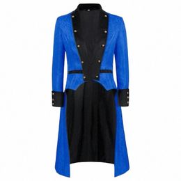 black Steampunk Mediaeval Jacket for Men Blazer Pirate Viking Renaissance Tailcoat Gothic Victorian Halen Cosplay Tuxedo Coat P4qD#