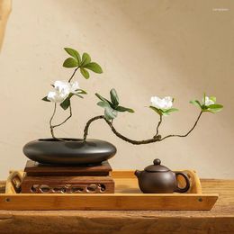 Vases 2024 Ceramics Vase Flower Pot Black White Cobblestone Deformation Arrangement Accessories Modern Home Decoration