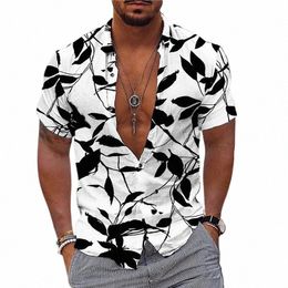 Новые летние мужские рубашки Гавайские пляжные рубашки Vacati для мужчин Свободные дышащие топы с короткими рукавами Мужская одежда больших размеров Camisa k1J7 #