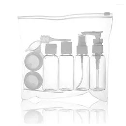 Storage Bottles 9Pcs/ Set Clear/pink Travel Package Cosmetics Sample Reusable Plastic Pressing Spray Bottle Makeup Tools Kit