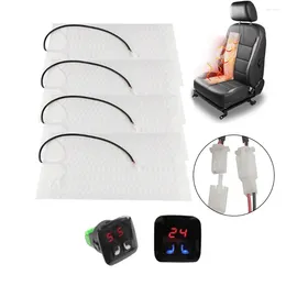 Car Seat Covers Universal Built -in Heater Kit 12V Carbon Fibre Heating Pads 5 Levels Dual Control Heated Switch System For 2