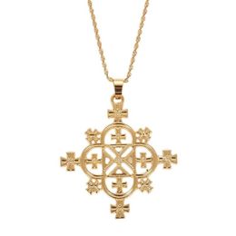 Pendant Necklaces Ethiopian Trendy Cross Pendants Necklace Women Gold Colour Eritrea Habesha JewelryPendant197R