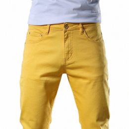 men's Fancy Ne Colour Y2K Denim Jeans Streetwear Slim Straight Pants Holes Ripped Trousers Yellow Embroidered Jeans g9a1#