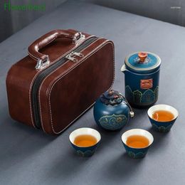 Teaware Sets Ceramic Porcelain Tea Set Outdoor Travel Bag Anti-scalding One Pot Three Cups Teapot With Philtre