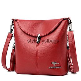 Shoulder Bags New Retro Winter Style Leather Luxury Purses and Handbags Ladies Designer Women Crossbody for 2023 H240328