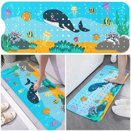 Bath Mats 40x16 In Bathtub Mat Cartoon Toddler Baby Non Slip Kids With Drain Holes Suction Cups