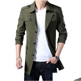 Mens Trench Coats Coat Men Brand Long Jacket Spring Autumn Casual Windbreaker Overcoat Fashion Button Jackets M-7 Xl Drop Delivery App Dhfbg