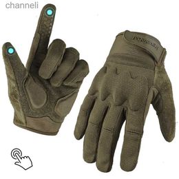 Tactical Gloves Men Outdoor Sports Special Forces Full Finger Antiskid Wearable Touch Screen Motorcycle YQ240328