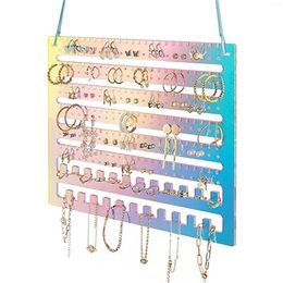Hooks Earring Holder With Mirror For Wall Hanging Jewelry Organizer Acrylic Display Rack 48 Holes 36 Slots
