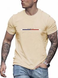 men's Summer Loose Fit 100 Cott Printed T-shirt Tops 56Wl#
