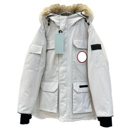 Mens Down Parkas Jacket Womens and Medium Length Winter New Canadian Style Overcame Lovers Working Clothes Thick Goose Men Clothing Canada Huva Down Jacket Winter