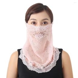 Scarves Thin Solid Color Hanging Ear Outdoor Cycling For Women Sun UV Protection Hiking Face Neck Scarf Lace Mask Cover